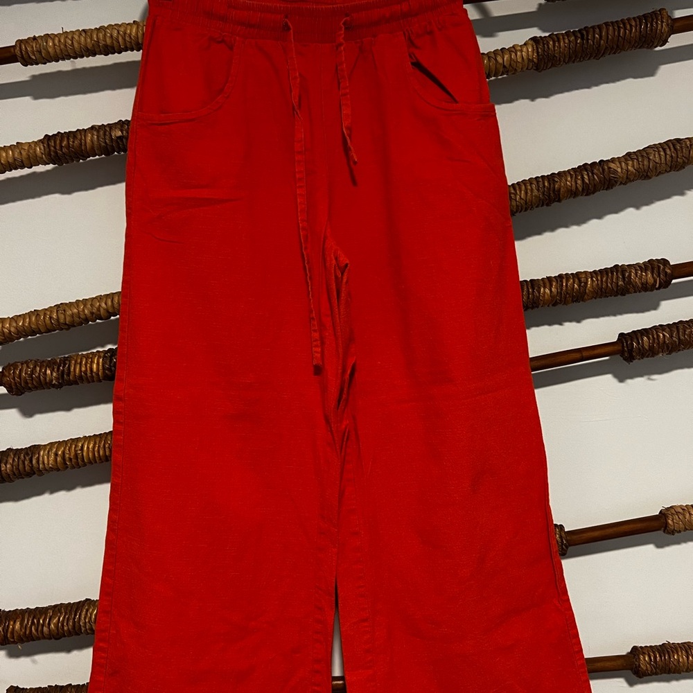 Bright Orange Wide-Leg Pants